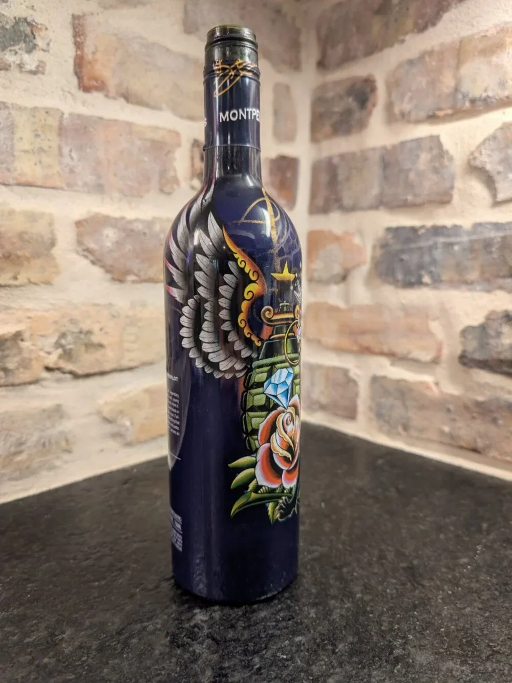 Ed Hardy Wine Bottle Candle Holder Decor